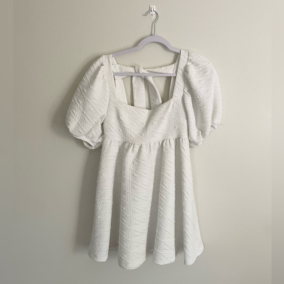 Free People Violet Square Neck Puff Sleeve Babydoll White Mini Dress - Picture 2 of 6